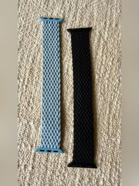 Braided Solo Loop Watch Bands - Light Blue and Black